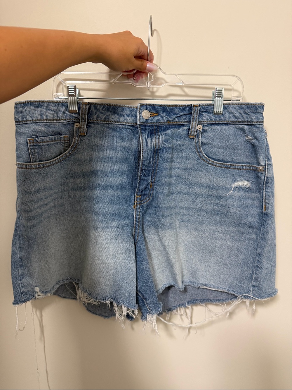 American Eagle Outfitters Light Blue Distressed Denim Shorts